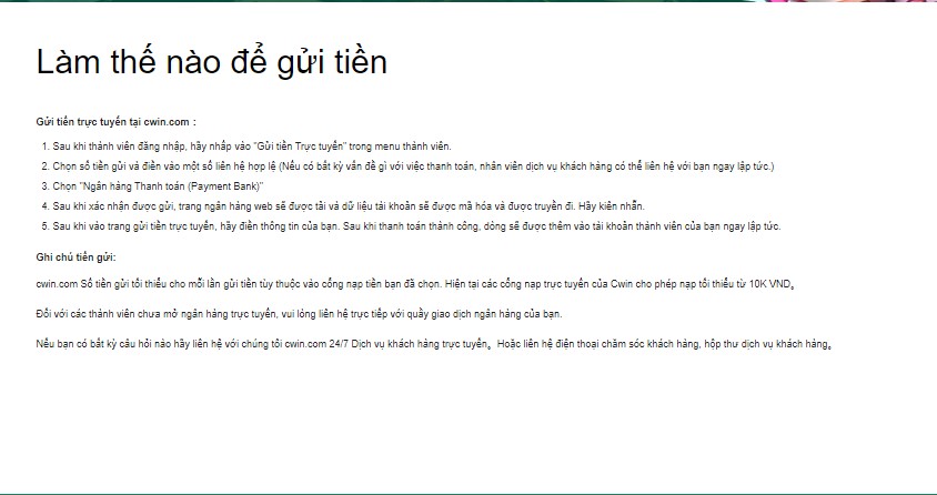 Điều kiện và hình thức nạp tiền Cwin phổ biến nhất hiện nay