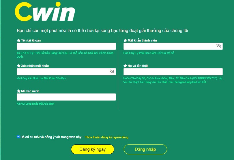 Những điều chuẩn bị trước khi đăng ký Cwin